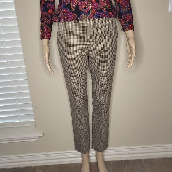 Zara Womens Houndstooth High Rise Skinny Trouser Pants - Picture 2 of 12